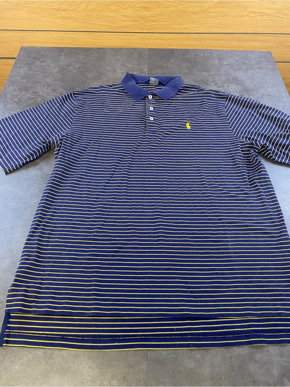 Polo Golf by Ralph Lauren Navy & Yellow Striped Cotton Polo‎ Shirt